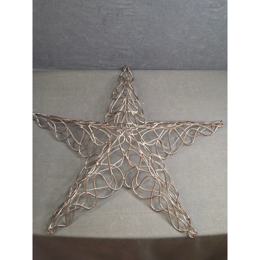 Large Bronze Metal Wire Star Wall Art 20 Inch Openwork Swirl Celestial Decor